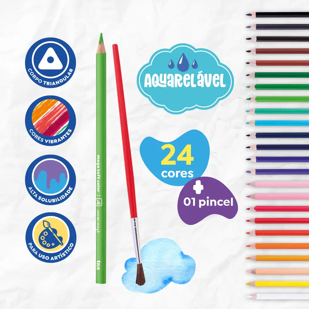 Lapices De Colores Tris Mega Acuarelable 24 Col. - Imagen 2