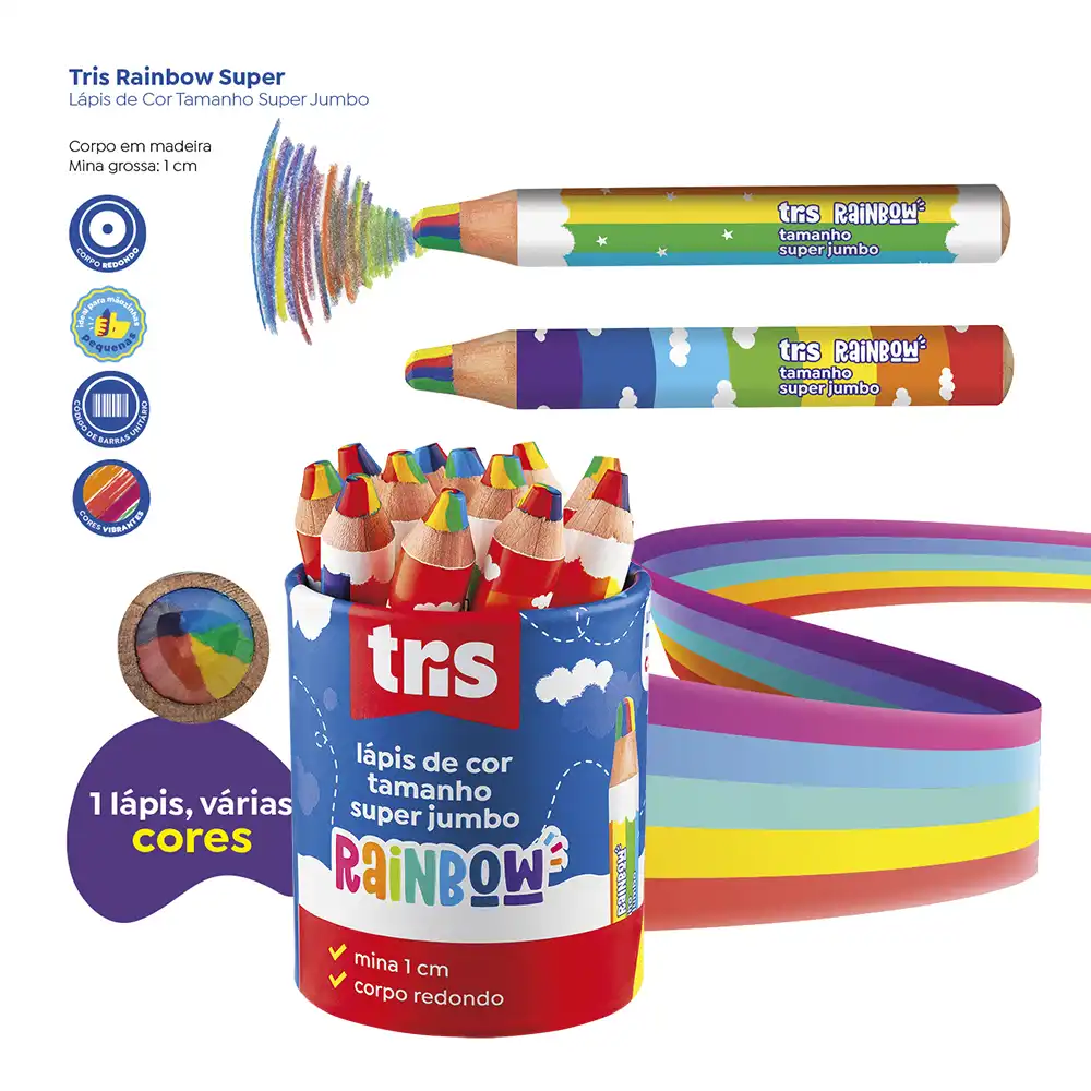Lapiz De Color Tris Rainbow Super Jumbo - Imagen 2
